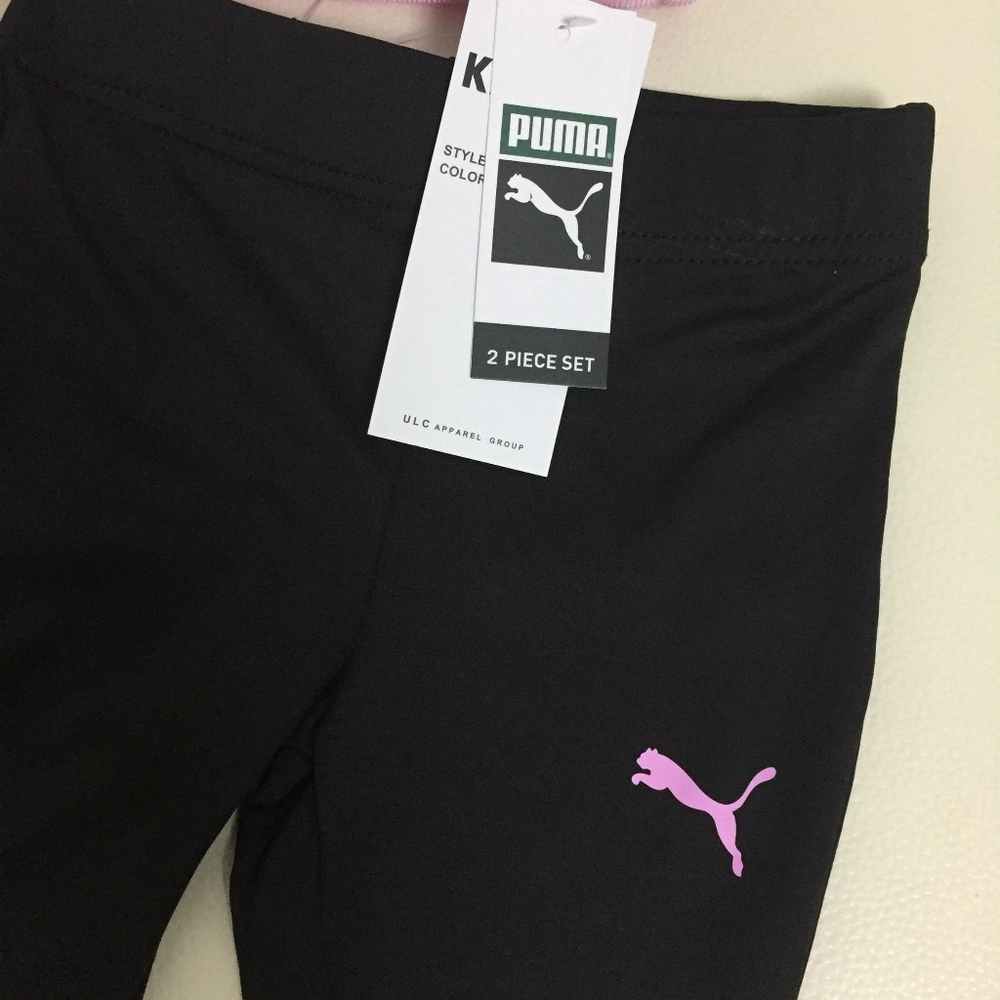 Puma pink baby girl active pants set 0013 - Picture 5 of 8